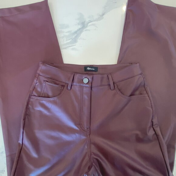 Reitmans - Vegan-leather, Straight leg, Maroon pants, Size 8 - Picture 1 of 8